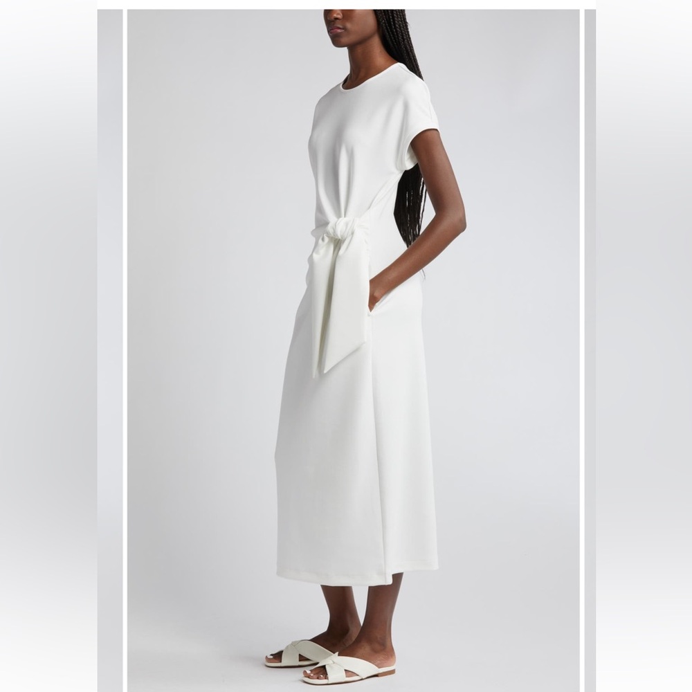 NWOT Nordstrom White Tie Waist Midi Dress Size Large - Picture 6 of 9